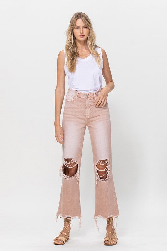 90's Vintage Style Crop Flare Jeans