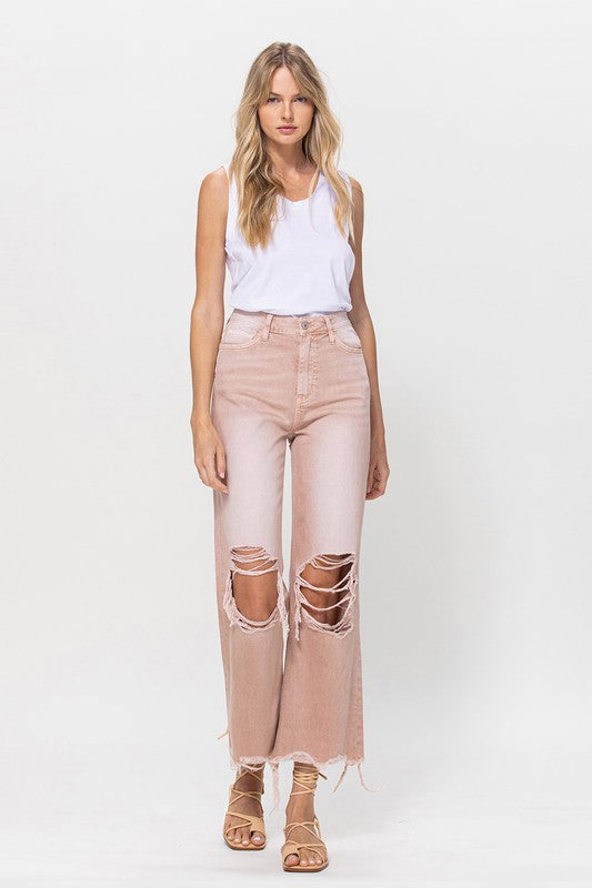 90's Vintage Style Crop Flare Jeans