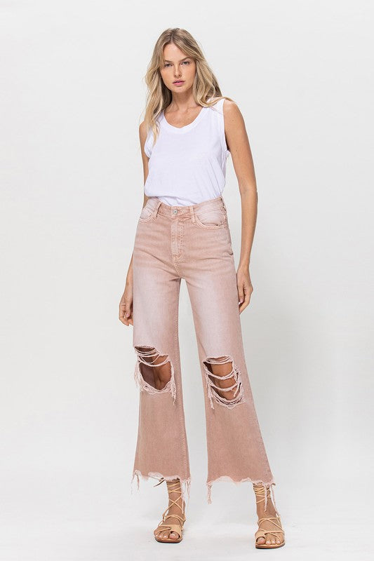 90's Vintage Style Crop Flare Jeans