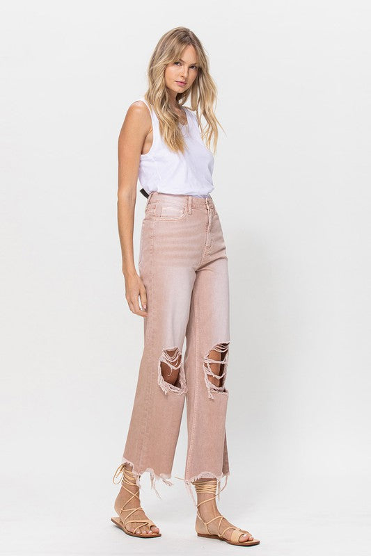 90's Vintage Style Crop Flare Jeans